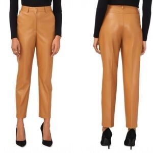 Halogen Faux Leather Pants In Desert Camel Tan Cognac